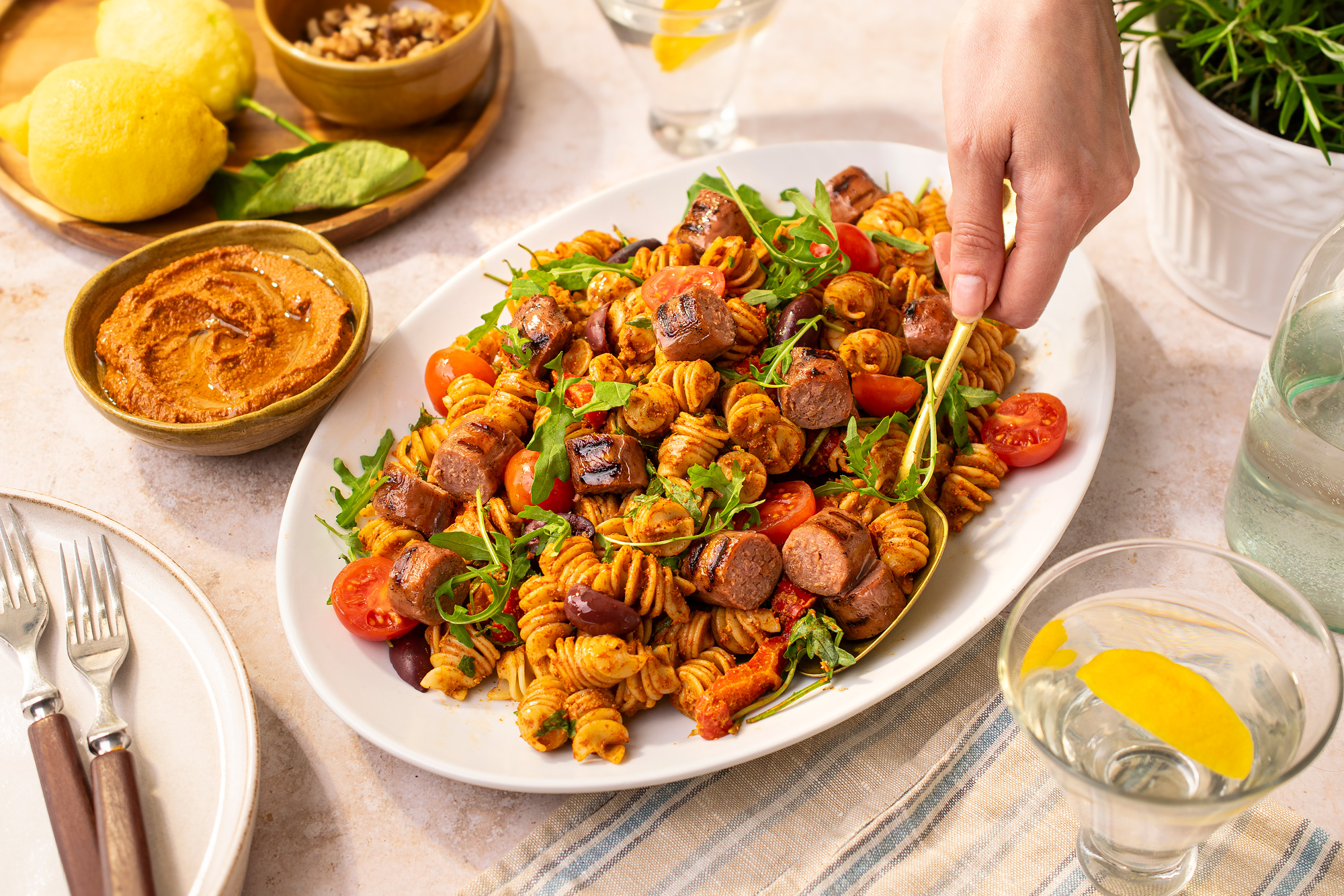 Karen Carney’s Beyond Meat Sausage Pesto Pasta